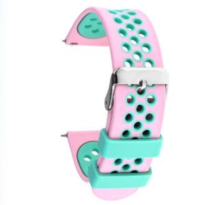 Pasek silikonowy S06 - różowo-turkusowy - 20 mm