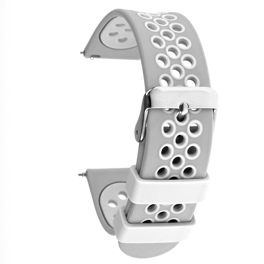 Pasek silikonowy S06 - szaro-biały - 18 mm