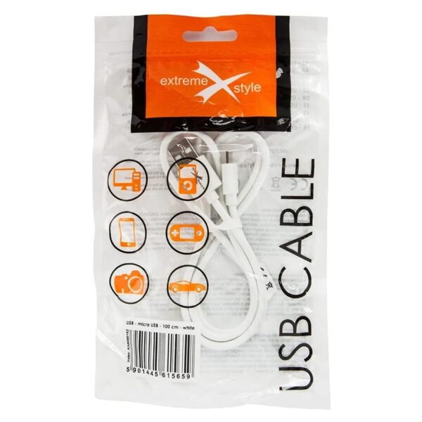 Kabel micro USB biały 1m
